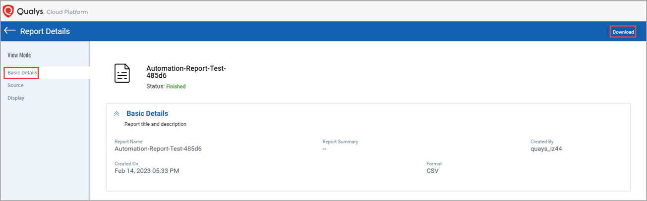 Activity Logs Report Basic Details