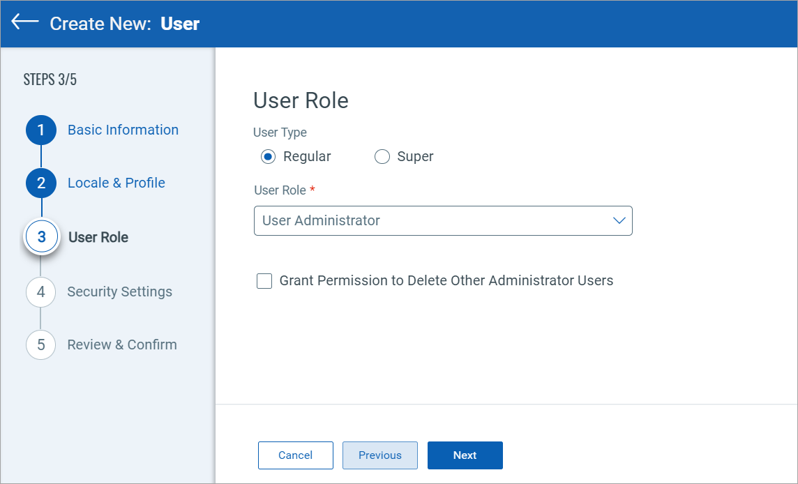 User Creation with User Administrator Role.